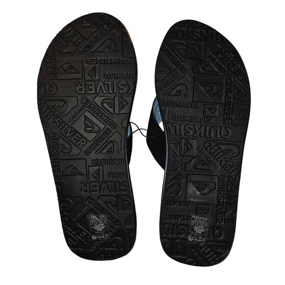 Quiksilver Men's FlipFlops Sz 9 Blue/Black Beach Surf Thong NWT AQ7722-001 - Picture 2 of 6